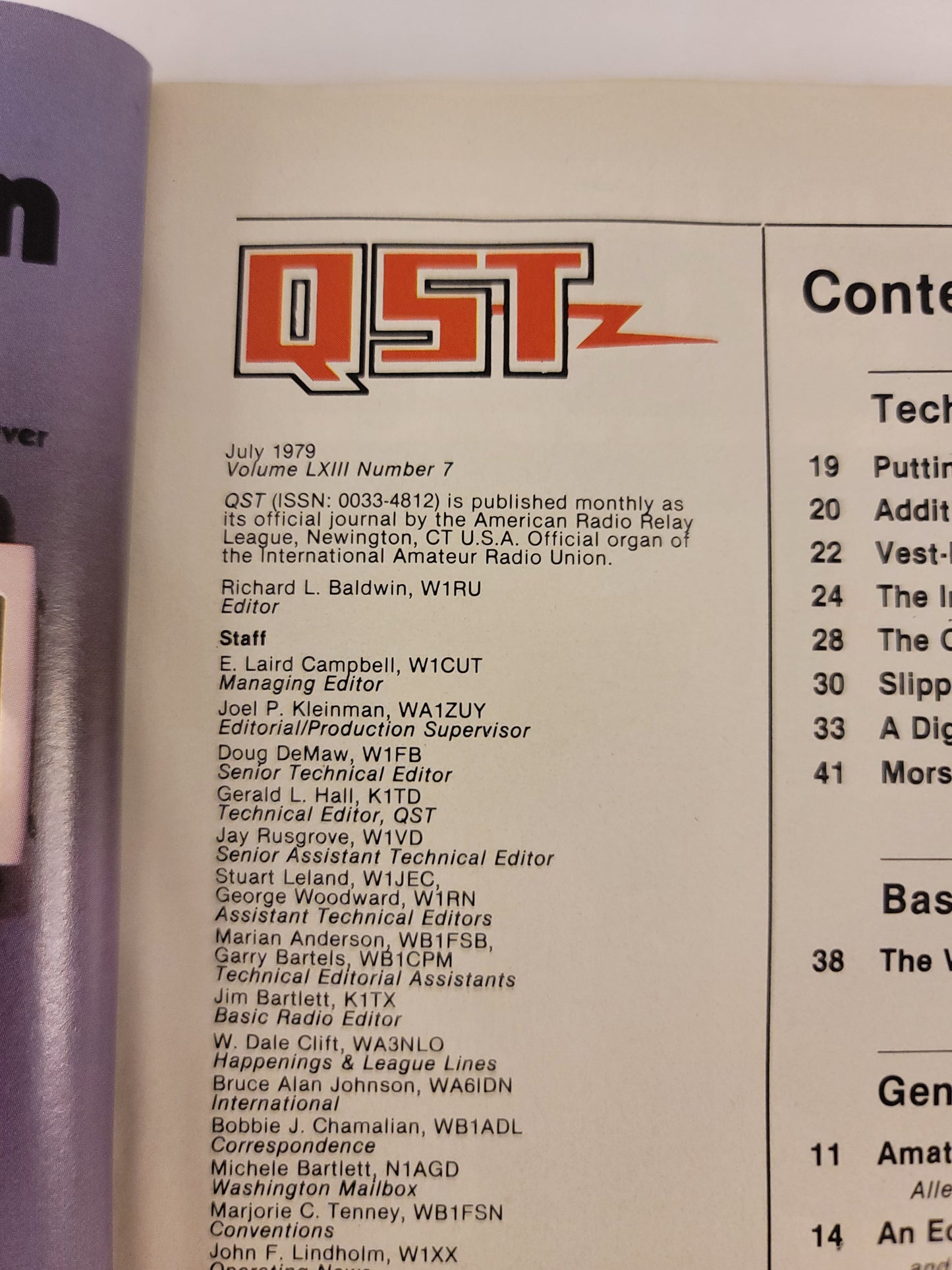 Vintage QST Magazine - July 1979 - Volume LXIII Number 7